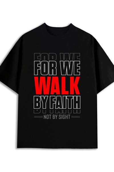 1001 Line Men's Faith Over Sight T-Shirt - 100% Cotton 180GSM Black Religious...