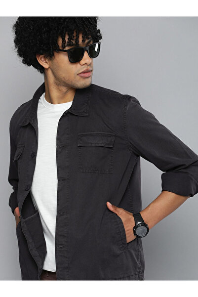 The Indian Garage Co By Styli Men Black Slim Fit Solid Shirt