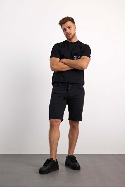 Vigoss Jeans 90333-73601 شورت رجالي من الدنيم بقصة عادية وخصر متوسط ​​90333-7...