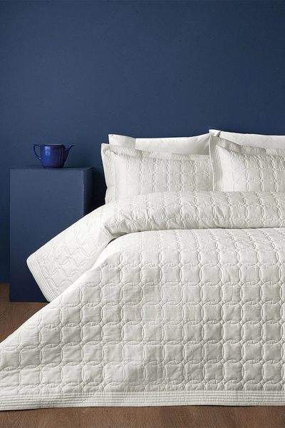 İssimo Home Canello Cream Toned Craft 210 TC (82 Tel) Pamuk Saten Yatak Örtüs...