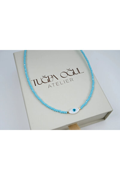 ATELİER TUĞBA Ykl100 Nazar Beaded Turquoise Summer Necklace