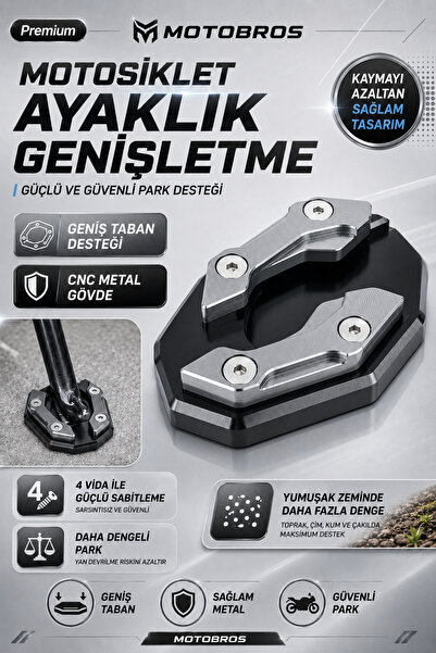 Motobros Motosiklet Ayaklık Genişletme Motor Gri Ayaklık ERD-1 Cnc Kaymaz Taban