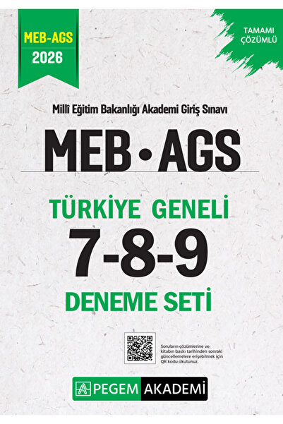 Pegem Akademi Yayıncılık 2026 MEB AGS Tamamı Çözümlü Türkiye Geneli 7-8-9 (3'...