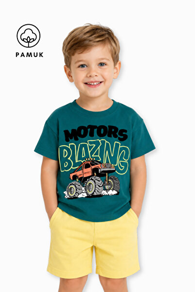 difa kids Tricou pentru băieți cu mânecă scurtă, cu imprimeu Motors Car, de vară