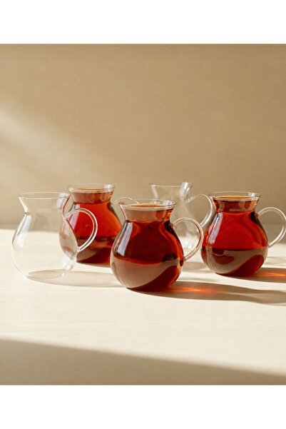 s elsa home Viola 6lı Keyfi Ala Borosilikat Cam Çay Bardağı 200ml