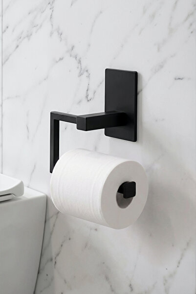 Zift Unique 304 Stainless Steel Matte Black Toilet Paper Hanger Adhesive, Toi...