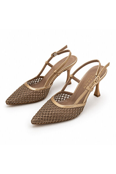 PATRON SHOES Women's Mesh Detailed Pointed-Toe Heeled Shoes – Elegant Strappy...