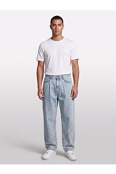 Sisley Erkek %100 Pamuk Taş Yıkama 5 Cepli Relax Fit Denim Pantolon 325P44C1S...