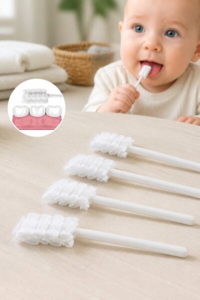 Generic 10 قطع من فوط تنظيف الفم القطنية، فرشاة لسان، عناية أسنان للمواليد ال...