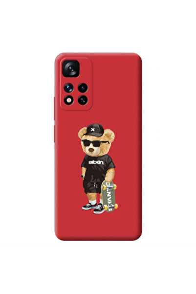Other Xiaomi Redmi Note 11 Pro 5G Bear with glasses Red Colored Silicone TPU ...