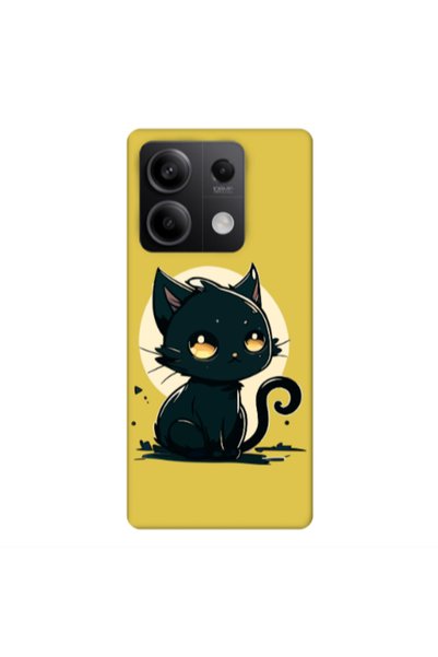 Other Xiaomi Redmi Note 13 5G Black Cat Yellow Colored Silicone TPU Θήκη