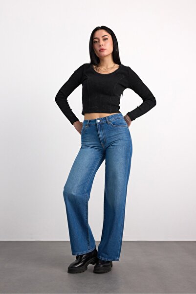 Vigoss Jeans 24356-73602 Women's Mid Rise Wide Leg Denim Pants 24356-73602