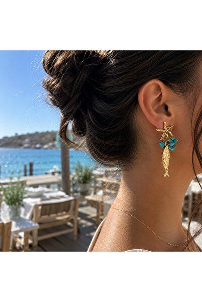 ADELYA CONCEPT Starfish Beaded Dangle Earrings