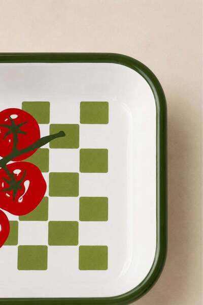 Barine Pomodoro Tomato Patterned Enamel Serving Plate 21X14X4 cm