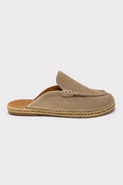 Suren bysrnshoes Manas Hakiki Deri Saraç Detaylı Erkek Espadril Terlik