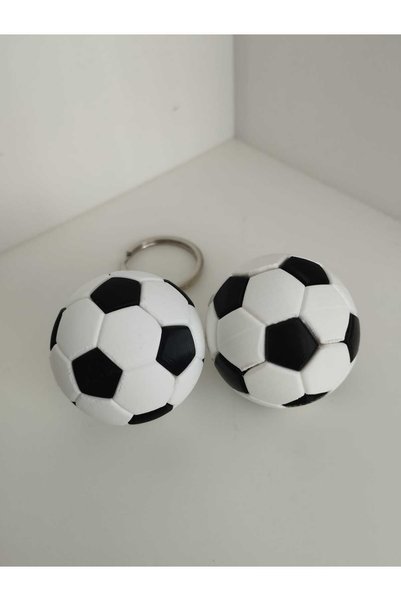 3D Layshop Set of 2 3D Soccer Ball Keychains and Table Ornaments - Black and White Sports Fan Gift (4.2 cm)