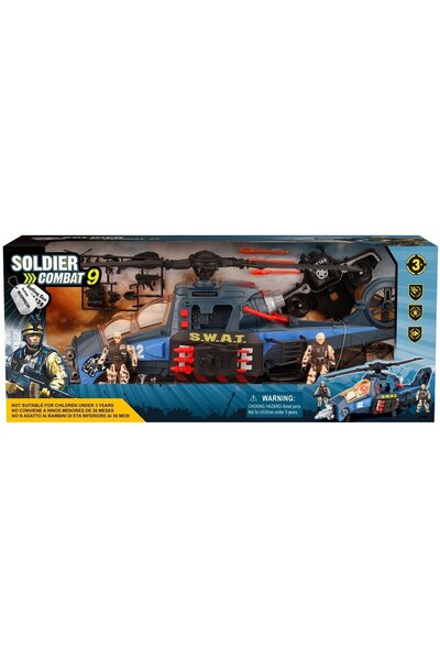 Blue Toys Σετ παιχνιδιού Αστυνομικό Ελικόπτερο με Φως και Μουσική, Μάχη Στρατ...