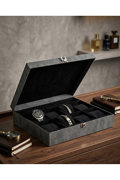 Adalinhome 10 Compartments Padded Leather Covered Wooden Accessory Jewelry Wa...