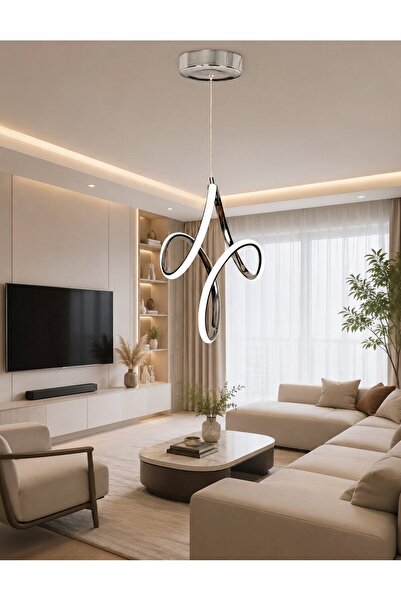 luminza tasarım modern led avize 3 ayrı renk ışık krom kasa