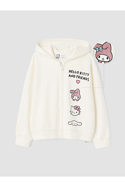 LC Waikiki Özmarka Yeni Sezon Kapüşonlu Hello Kitty Baskılı Kız Çocuk Sweatshirt