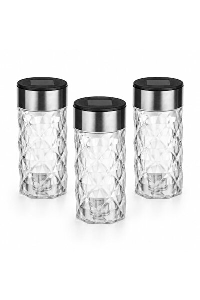 SHOPIENS Set de 3 Felinare Solare Cilindrice Transparente pentru Masă, Capac ...