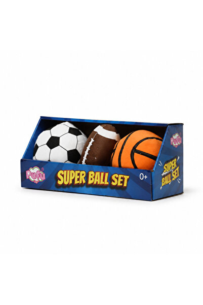 Pufu Toys لعبة كرة رياضية من القطيفة مكونة من 3 قطع