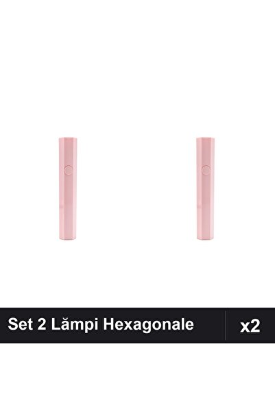 NAİLS Set 2 Lămpi Lanternă Hexagonale Roz 3W pentru Uscare Gel Unghii Manichiură