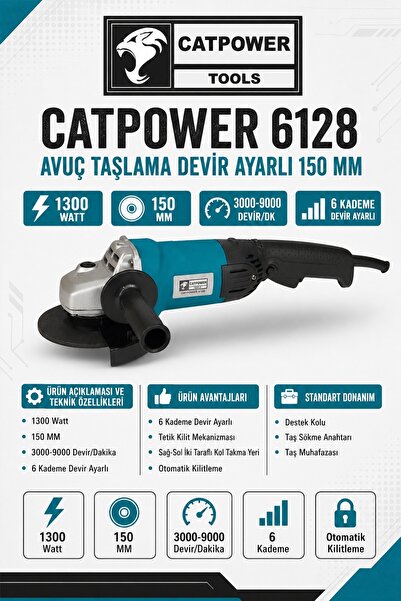 Cat Power Catpower 6128 Taşlama Devir Ayarlı 150Mm 1300W