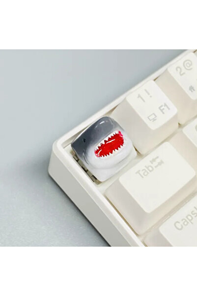 Keybitcap Jaws Keycap – Köpekbalığı Temalı El Boyaması 3D Baskı Mekanik Klavy...
