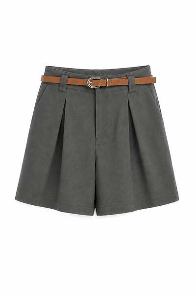 elif teke Soldato Brown Belted Shorts Gray