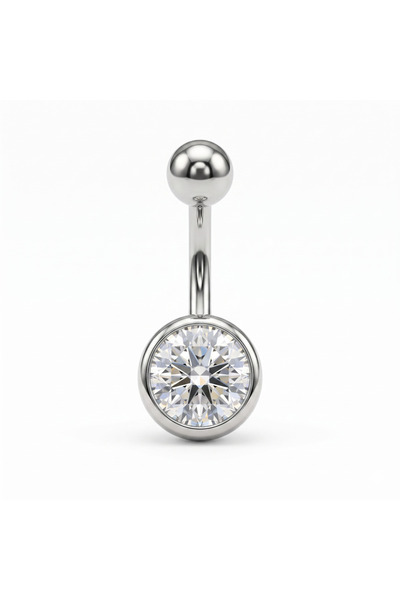 Karaşah Tek Taş Top 5/8mm x 10mm x 1.6mm Çelik Göbek Piercing