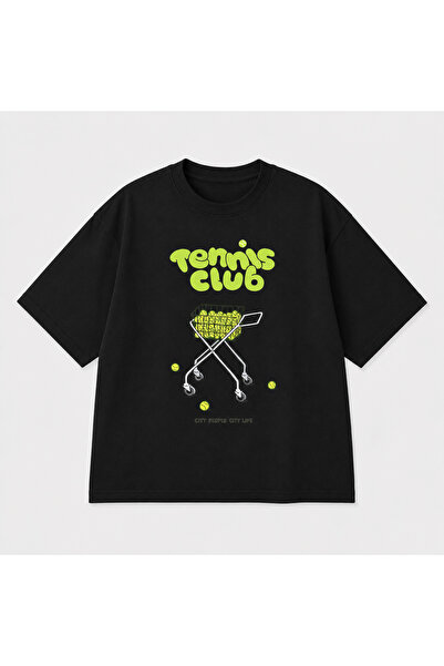 VODEXA Unisex Oversize T-Shirt Tenni̇s 3 Printed 100% Cotton T-Shirt Comforta...