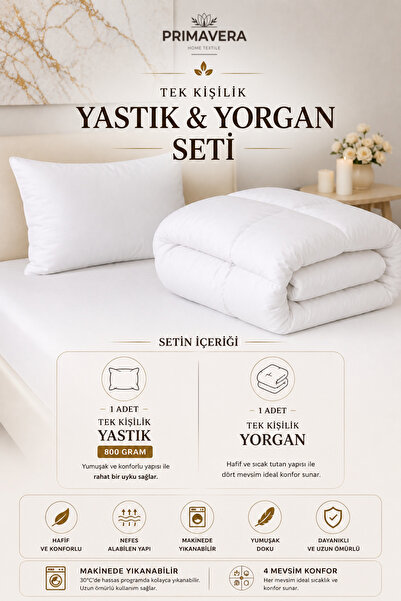 Primavera Home Primavera Tek Kişilik Yastık & Yorgan Seti | 800 Gr Yastık | 4...