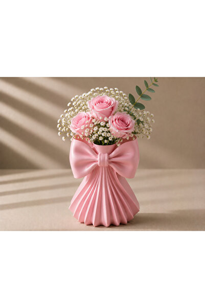 farist Decorative Vase with Bow Design |   Modern Flower Vase |   15X12X18 cm