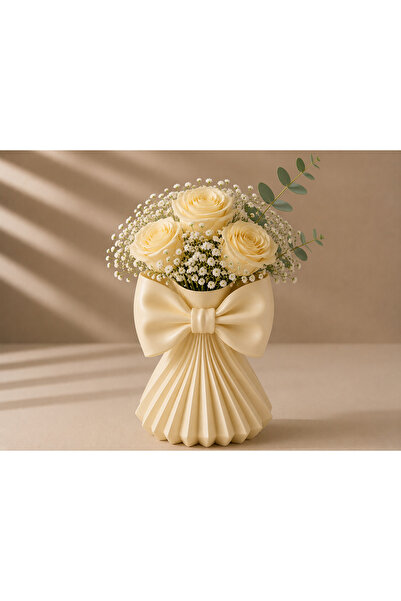 farist Decorative Vase with Bow Design |   Modern Flower Vase |   15X12X18 cm