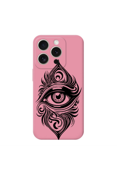 Other Apple Iphone 16 Pro Eye patterned drawing Pink Colored Silicone TPU Θήκη