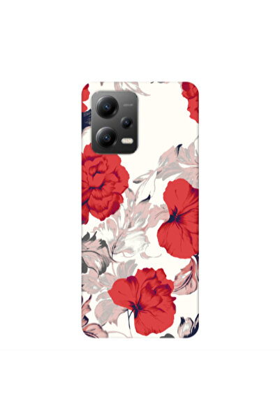 Other Xiaomi Poco X5 Red Flowers Transparent Silicone TPU Θήκη