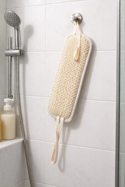 Nevora Doğal Pamuk Sırt Banyo Kesesi Uzun Saplı Peeling Etkili Duş ve Hamam K...