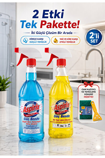 Tex Sarı ve Mavi Güç Set - Yüzey Temizleyici Setleri - Yağ ve Kireç Sökücü