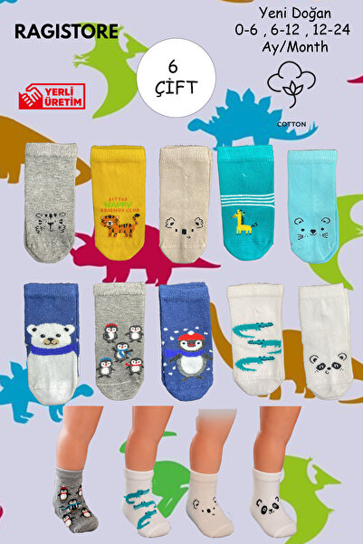 ragistore Yenidoğan 6'lı Çocuk Burun Dikişsiz Çorap