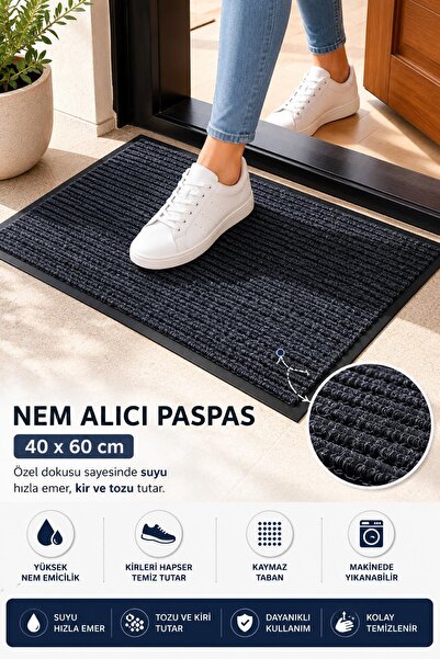 Zeria Home Nem Alıcı Su Çeken Toz Alıcı Paspas Ev ve İşyeri Paspası Kolay Yık...