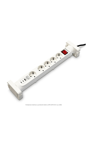 Salicru Prelungitor rotativ cu protecție și USB (5 prize + USB și USB-C) SPS ...