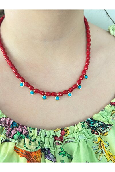 mibrillo Turquoise Charm Necklace Summer Trend Necklace