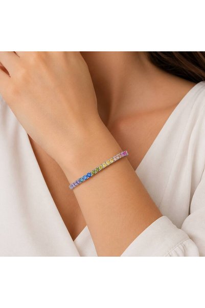 SaraQabi Rainbow Zircon Tennis Bracelet Gold Plated
