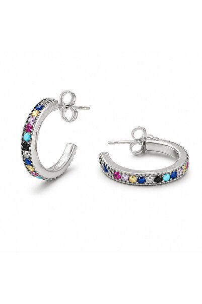 JOLIE Cercei Damă din Argint 925, Silver, Model cu Pietre Colorate, Design El...