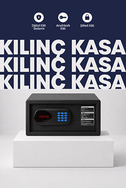 KILINÇ KASA Premium Otel Tipi Şifreli Çelik Laptop Kasası - Motorlu Kilit Sis...