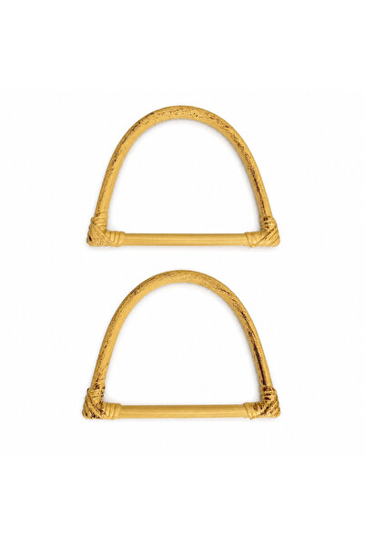iğne izi Bamboo Look Plastic D Shape Bag Handle 2 Pieces Beige - Wood Pattern...