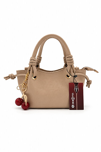 Sellini Cherry Women's Mink Hand and Shoulder Bag with Cherry Charm Accessory