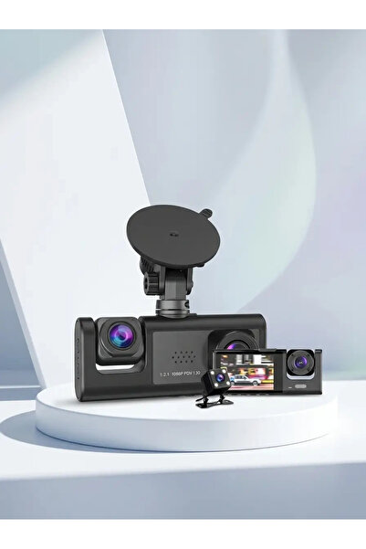 Clevora Oto Araç İçi Kamera 3 Kameralı Full HD Ön Arka İç Kayıt Dashcam