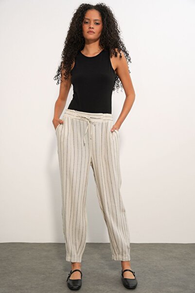 Hiccup Bdart Striped Linen Blend Jogger Pants